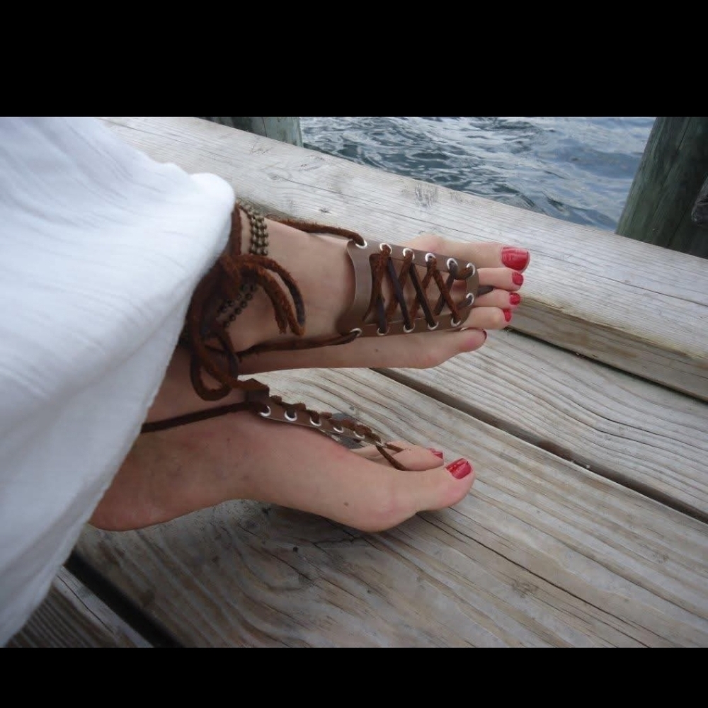 Brown Lace-Up Sandals